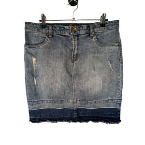 KUT From The Kloth Dyed Frayed Denim Distressed Rosie Pencil Skirt
